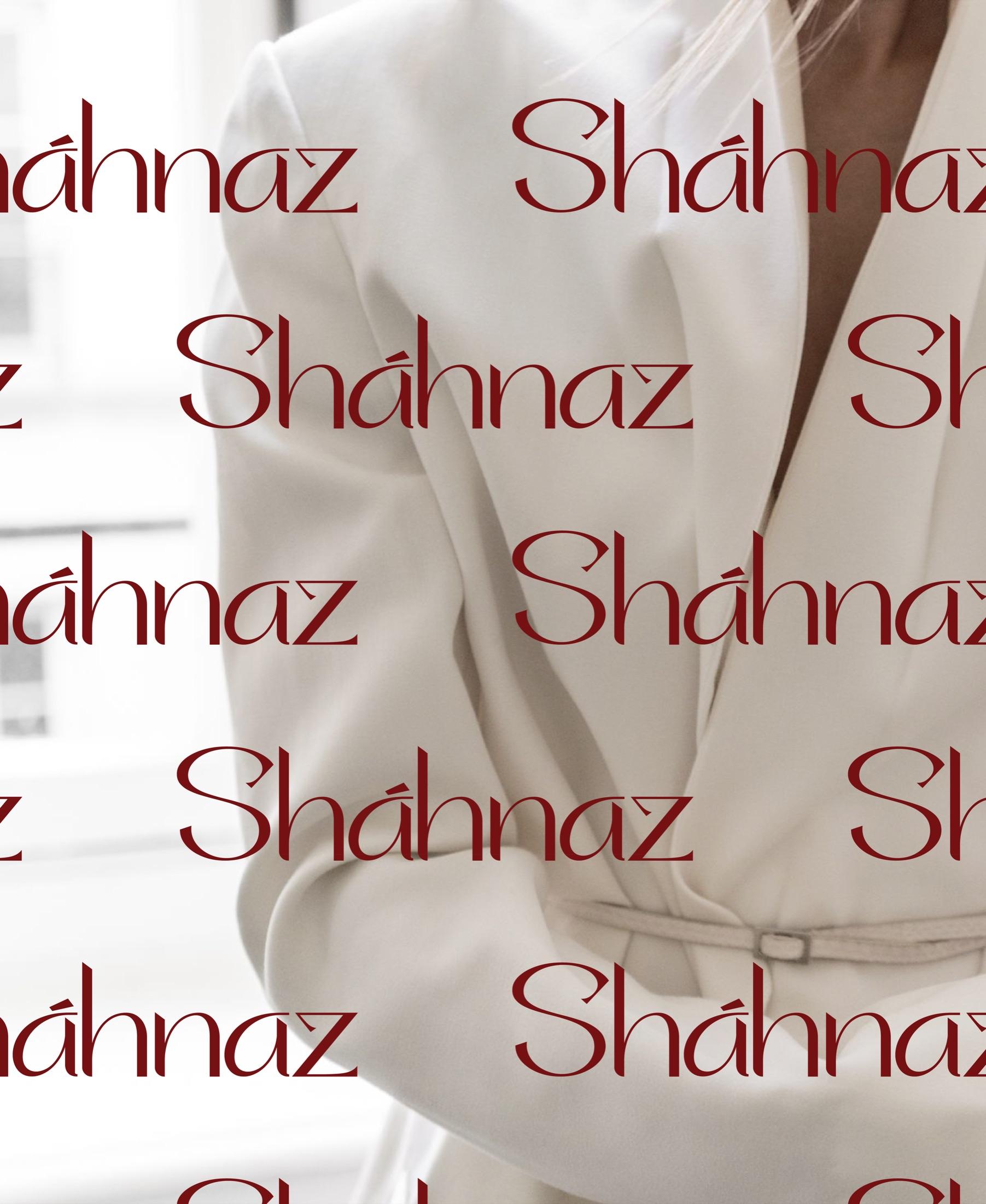 Sháhnaz — тёмно-красный wordmark